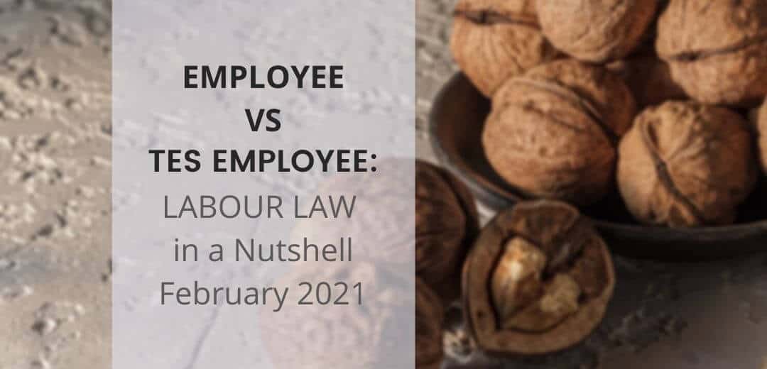 EMPLOYEE VS TES EMPLOYEE: LABOUR LAW in a Nutshell February 2021 EMPLOYEE VS TES EMPLOYEE: LABOUR LAW in a Nutshell February 2021