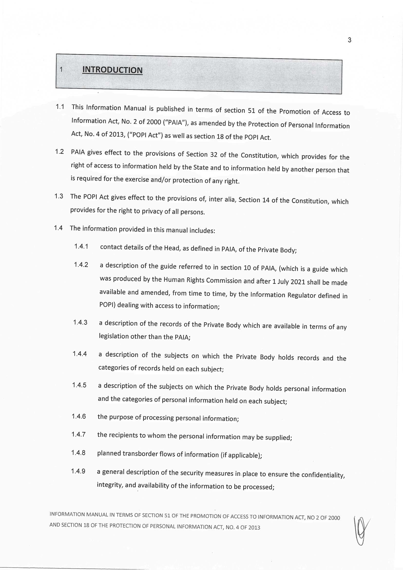PAIA and POPI information manual
