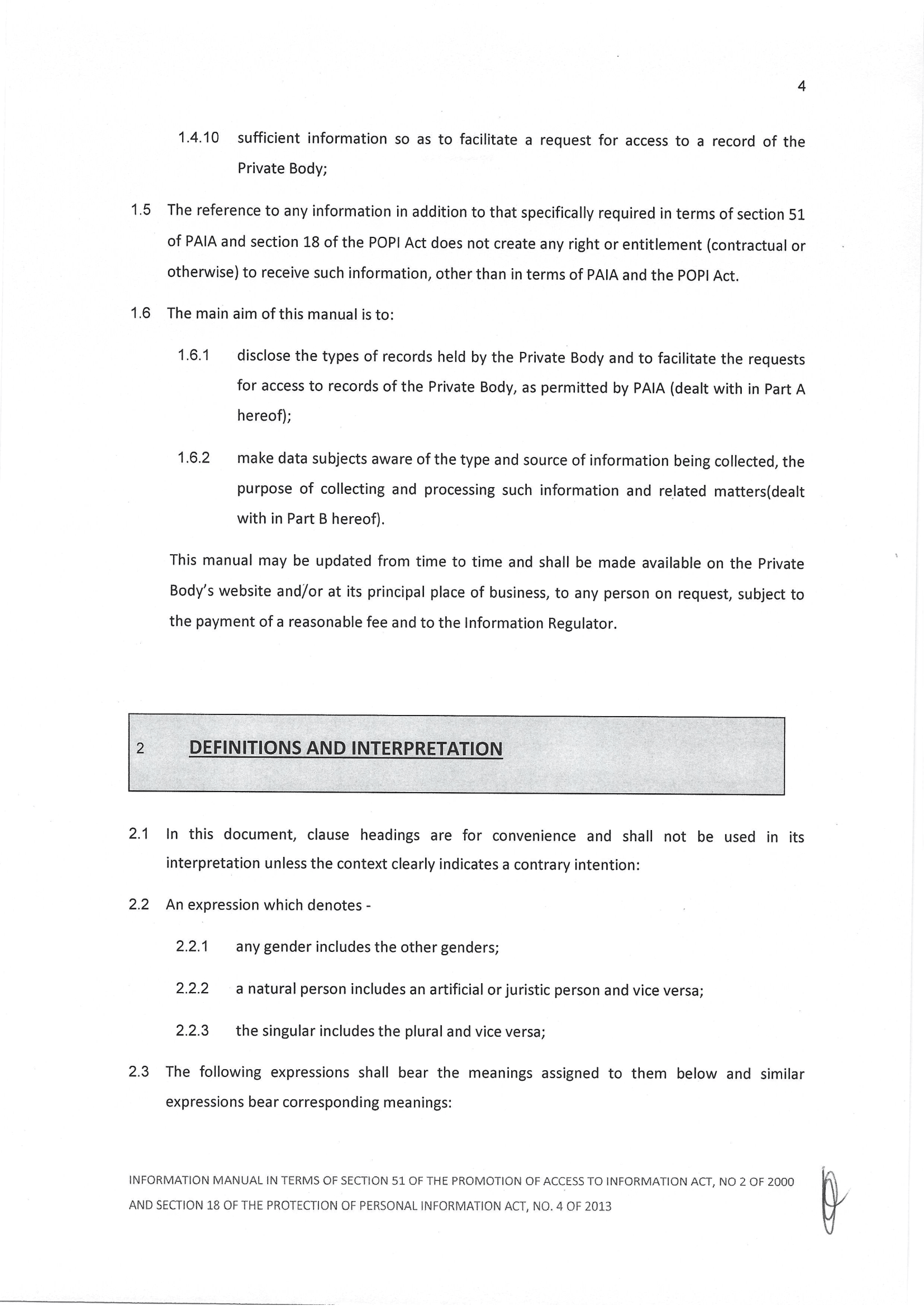 PAIA and POPI information manual