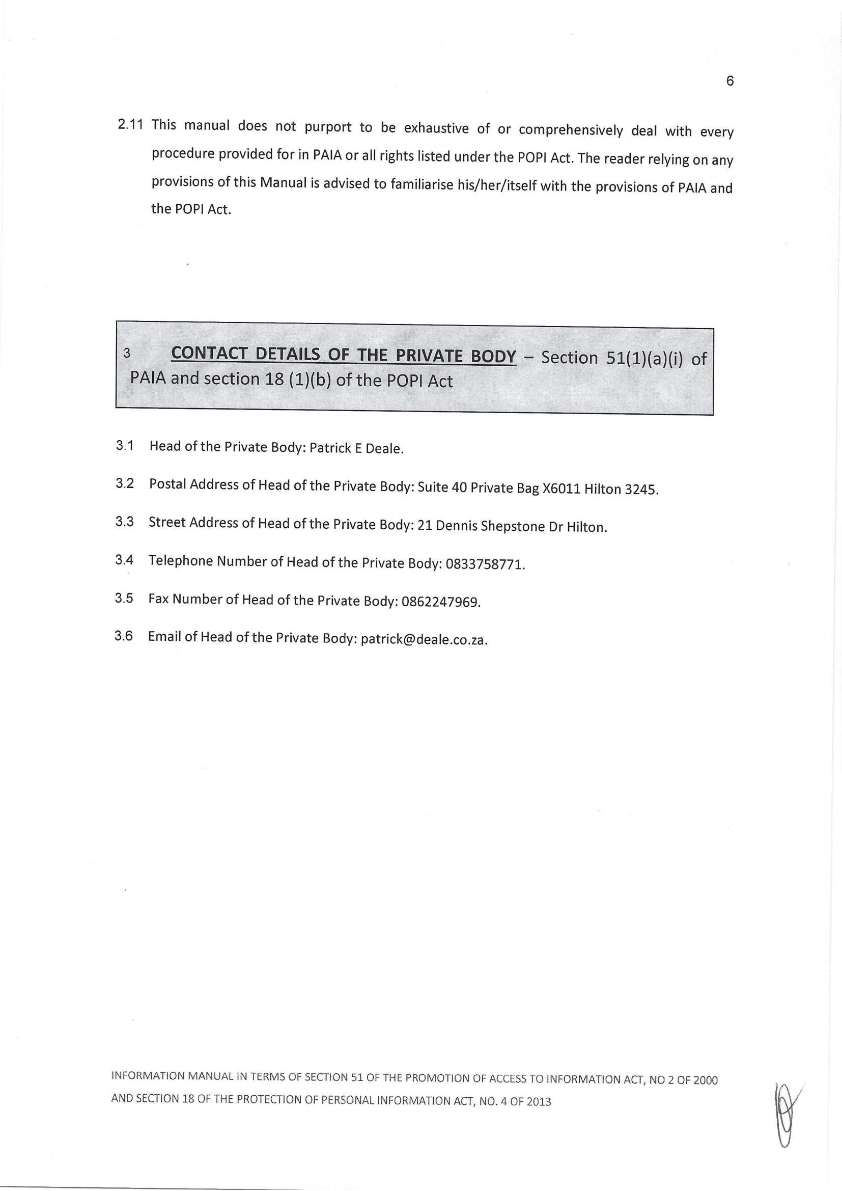 PAIA and POPI information manual