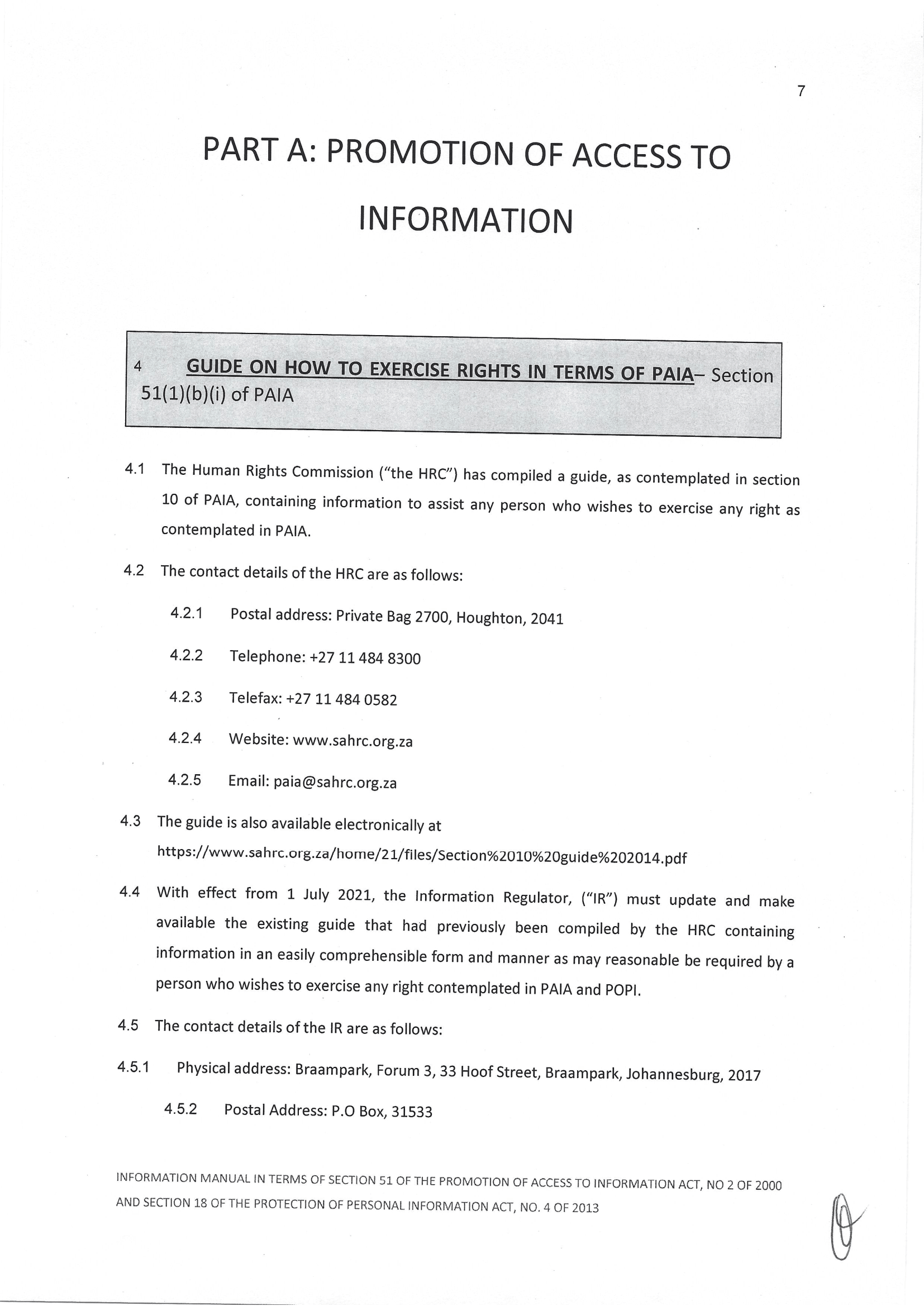 PAIA and POPI information manual