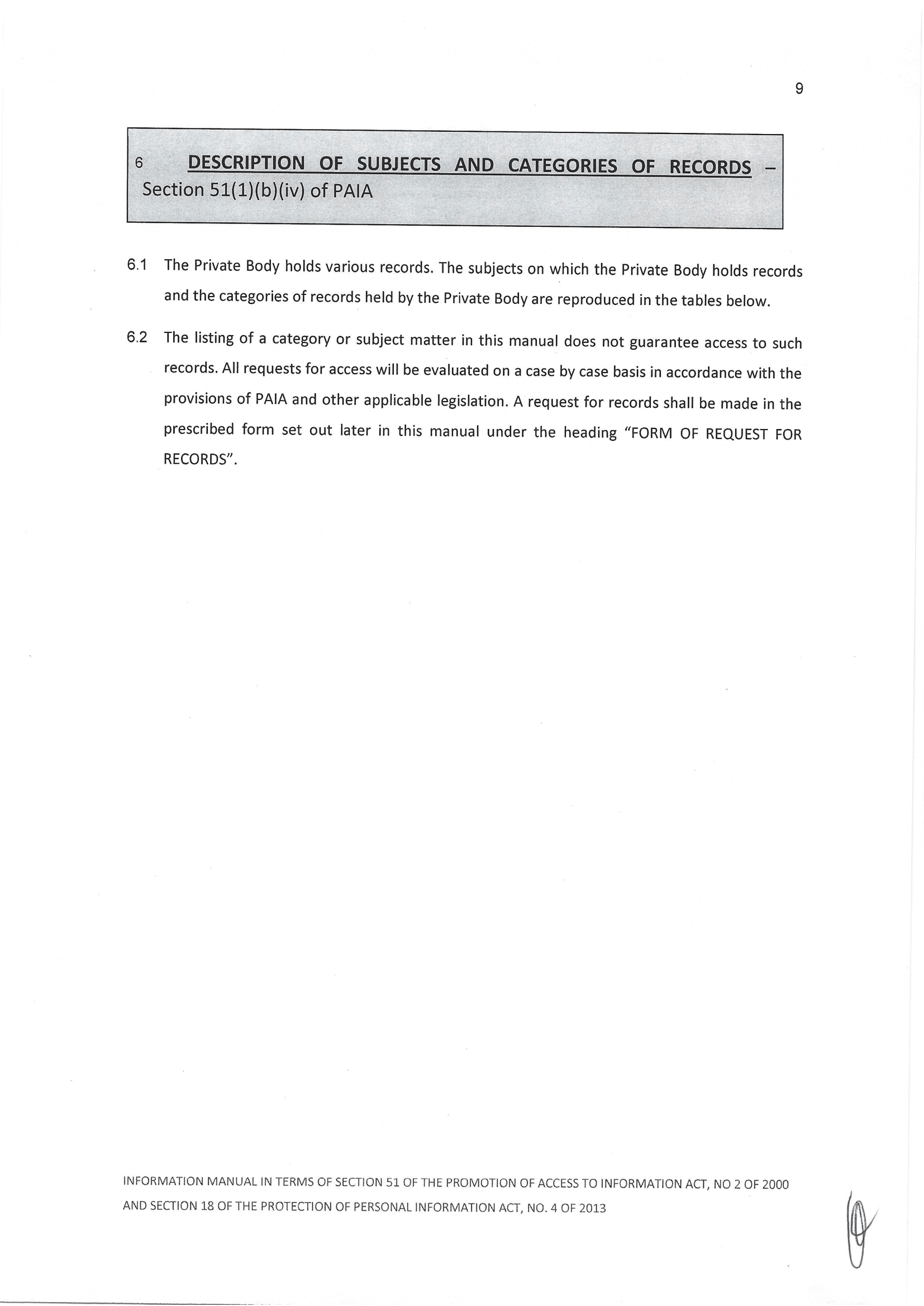 PAIA and POPI information manual