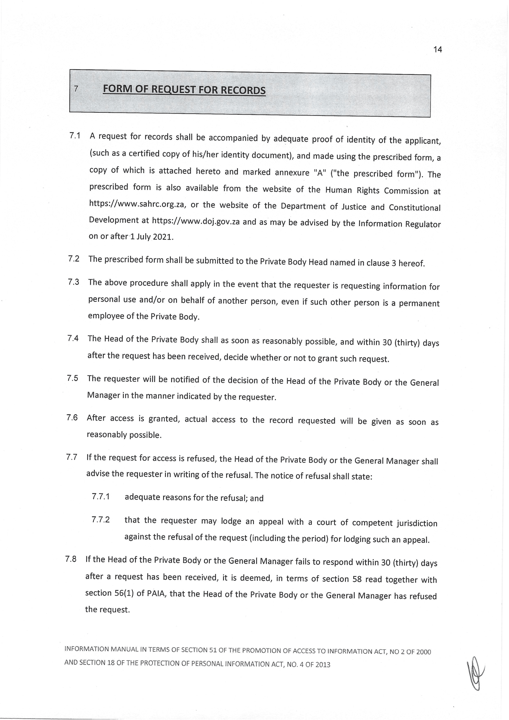 PAIA and POPI information manual