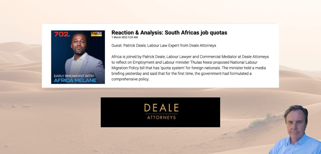 Reaction & Analysis: South Africas job quotas – Cape Talk Interview