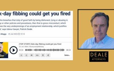 Sick-day fibbing could get you fired – Patrick Deale with Jeremy Maggs