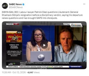 Shadrack Sibiya’s SAPS contract terminated with immediate effect 